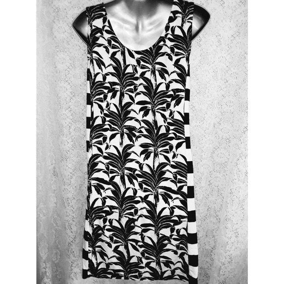 See By Chloe Sz 8 Dress Black  and White Palm Tree Shift EUC - Picture 5 of 10